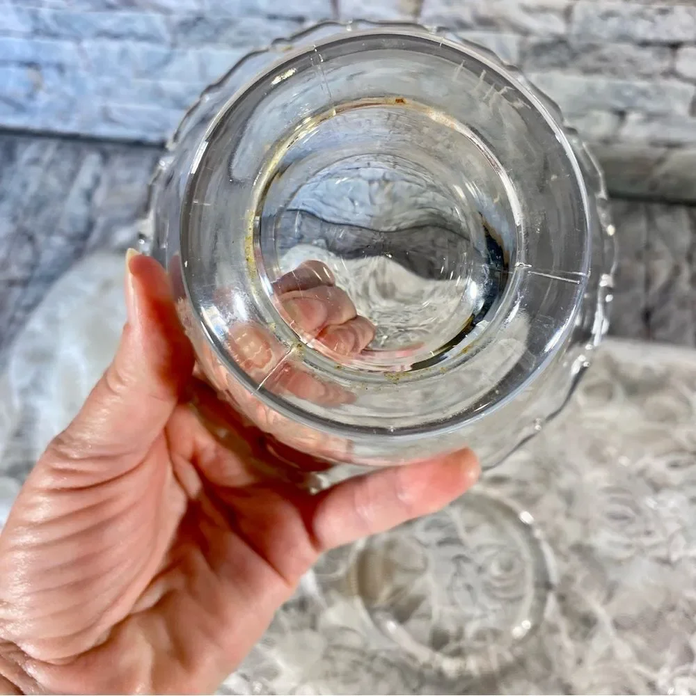 Vintage Crystal Condiment Bowl with Matching Saucer Set of Two